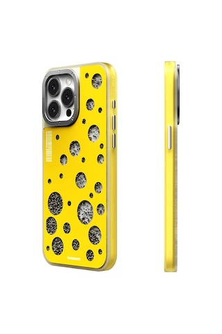 Apple Uyumlu iPhone 14 Pro Max Kılıf Magsafe Şarj Özellikli Youngkit Quicksand Beads Serisi Kapak Sarı
