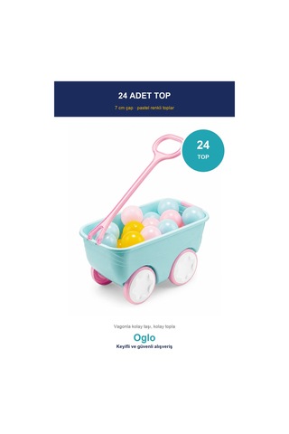 Gezgin Vagon Oyun Seti 24 Adet 7 Cm Renkli Top Turkuaz