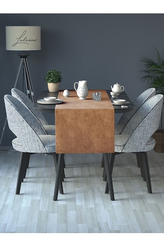 Kadife Efektli Kahve Köpüğü Rengi Aura Serisi Runner 40 X 140 Kahve Köpüğü
