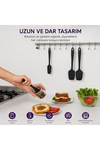 6 Parça Silikon Mutfak Gereçleri Seti, Isıya Dayanıklı Spatula, Fırça Ve Kaşık Seti, Yapışmaz Tencere Dostu, Kırmızı, Siyah, Mor Ve Koyu Füme Renk Seçenekleri Koyu Füme 0
