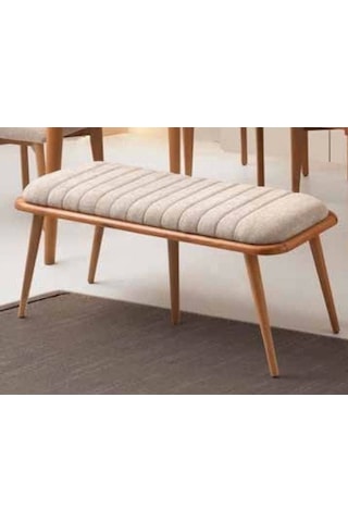 Bench Puf Ahşap Retro Ayaklı Babyface Kumaş 40x105cm