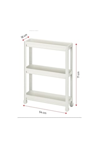 Bayev Tekerlekli Beyaz 3 Katlı Raf - Banyo Mutfak Dar Alan Düzenleyici Organizer Beyaz
