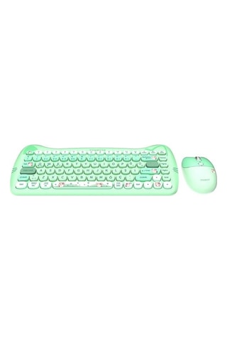 Everest Km-6285 Catty Mını Renkli Tuşlu Yeşil 2.4 Ghz + Bt Kablosuz Q Multimedia Klavye + Mouse Set Lazer