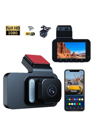 Y02 1080p Full Hd 1,47 İnç Wifi Araç İçi Kamera - Ön-arka 2 Kameralı Araç Kamerası