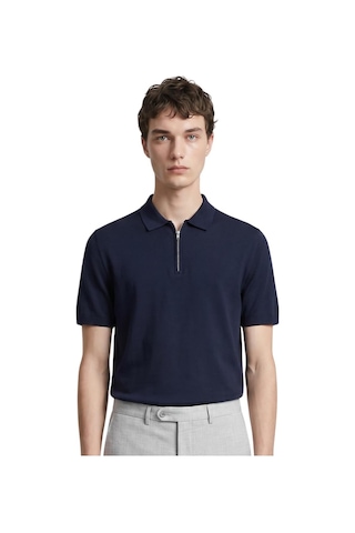 Anthony Jackson Premium Erkek Triko Polo Yaka T-shirt Giovanni Lacivert