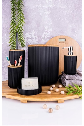 Bambum Lena - Banyo Seti Siyah 5 Parça Siyah