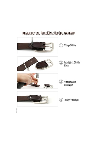 Karalı Erkek Kemer Kot Ve Kanvasa Uygun Kahve Rengi 4214-2-115 Cm 001