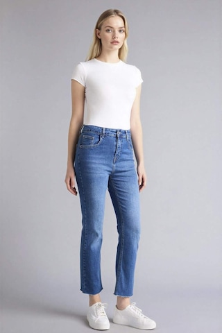 Defacto Crop Flare Fıt Yüksek Bel Bilek Boy Jean Yıkama Efektli Mavi Pantolon G2217ax26aunm28 Mavi-nm28