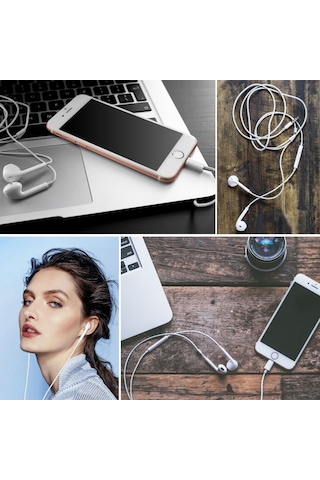 Büro Ev Ofis Personel Telefonu İçin Apple Uyumlu iPhone , , Ucu Çıkışlı Pop Up Kulakiçi Kontrollü Kulaklık Gri