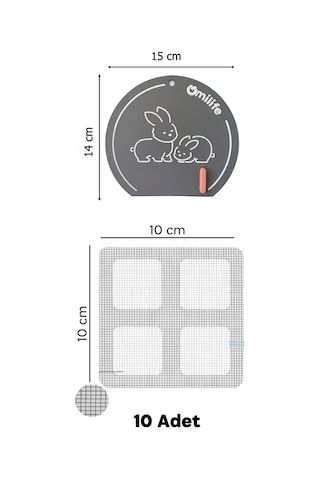 10'lu Süzgeç ve Gider Koku Önleyici Set Silikon Mat Banyo Mutfak Lavabo Koruyucu -