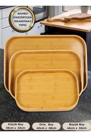 Kapris Home 3'lü Bambu Tepsi Kap-114