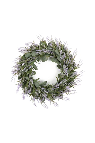 Suntek 22 İnç Lavanta Çelenk Yeşil Yapraklar Garland Mor