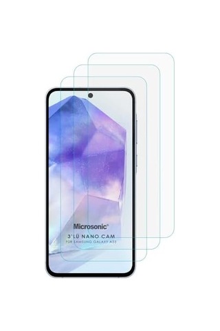 Galaxy A55 Screen Protector Nano Glass Cam Ekran Koruyucu 3 Lü Paket Galaxy A55 İle Uyumlu Ekran Koruyucu - Şeffaf