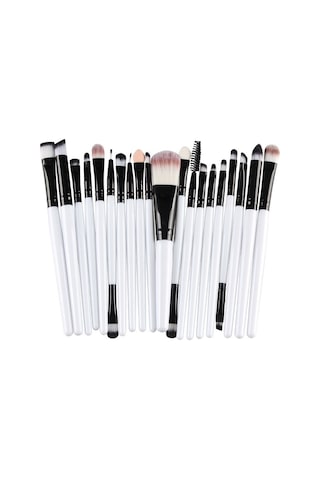 Cbtx Ahşap Saplı Makyaj Fırça Seti Beyaz - Siyah 20'li