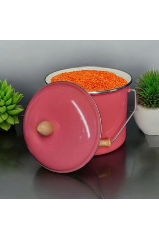 Emaye Yoğurt Tenceresi Emaye Bakraç 20cm 5lt Kırmızı Kırmızı