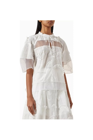 3.1 Phillip Lim Nakışlı Voile Ve Organze Bluz Zarif Ve Romantik Tasarım Beyaz