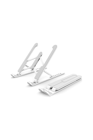 Fosenze Laptop Ve Tablet İçin Çevirilebilir Alçı, 7 Seviye Yükseklik Ayarı, Soğutucu Delikli Tasarım, 16 İnç Altı Cihazlar İçin Beyaz Abs Standı