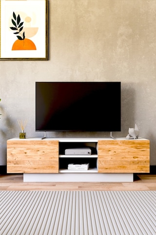 Dora Tv Sehpası, Tv Standı, Televizyon Ünitesi Beyaz - Atlantik Çam