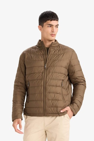 Defacto Su İtici Kaz Tüyü Slim Fit Dar Kesim Dik Yaka İç Cep Detaylı Fermuarlı Cepli Mont G2850ax25wnkh154 Haki-kh154