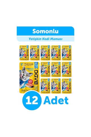 Bado Yetişkin Yaş Kedi Maması Somonlu 85gr 12'li