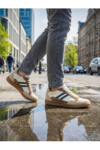 Nstil Erkek Spor Ayakkabı Rahat Yumuşak Taban Kaymaz Günlük Bağcıklı Sneaker 4330 Vizon