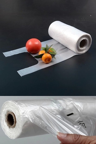 1000 Adet Rulo Market Manav Poşeti Orta Boy Meyve Sebze Bakkaliye Poşeti Şeffaf Rulo Poşet
