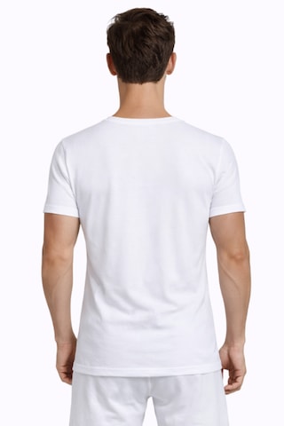 Çift Kaplan %100 Pamuk Erkek Beyaz Interlok Bisiklet Yaka T-shirt 640 3'lü
