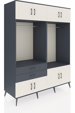 Kronos Gardrop 7 Raflı 2 Çekmeceli 2 Askılı 176x59x221 Antrasit-aytaşı/antrasit Aytaşı/antrasit