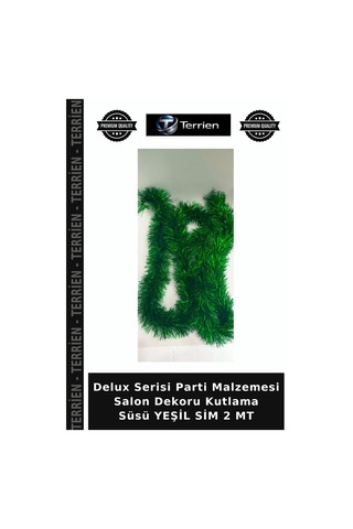 Delux Serisi Parti Malzemesi Salon Dekoru Kutlama Süsü Yeşil Sim 2 Mt