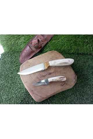 Tctknives El Yapımı Av Kamp Kılıflı Bıçak002 Krem