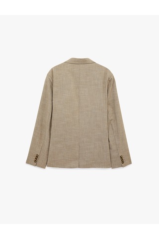 Koton Uzun Kollu Viskon Karışımlı Cepli Düğmeli Mono Yaka Slim Fit Blazer Ceket Kahverengi 6sam50006nw