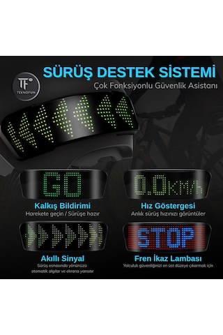 Teknofun Akıllı Kask Led Ekranı - Bluetooth App Kontrollü Sinyal Ve Hız Göstergeli - 1 Adet