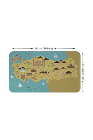 Eğitici Ve Öğretici Cocuk Odası Türkiye Haritası Duvar Sticker-60x105-3877 Renkli