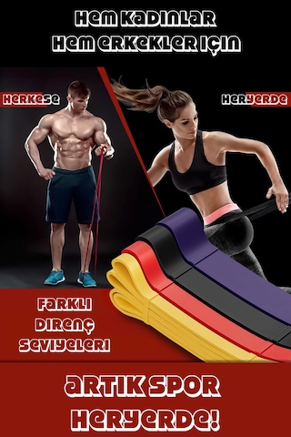 25 Kg Direnç Bandı Kas Geliştirme Lastiği Fitness Pilates Cross Training Bant Siyah - Sert Siyah