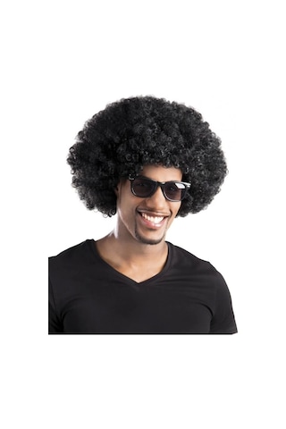 Siyah Renk Kıvırcık Afro Bonus Peruk Parti Peruğu +0