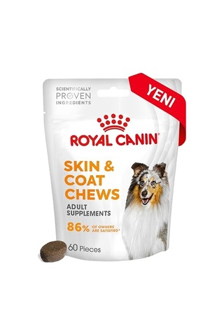 Skin&coat Chews Yetişkin Köpekler İçin Deri Ve Tüy Sağlığını Destekleyen Tamamlayıcı Ödül Maması 240g