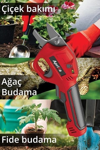 Aprilla Agt-1855 Şarjlı Budama Makası 4v 4000mah Li-ion Pil, 14mm Kesme Kapasitesi, Taşınabilir Tasarım
