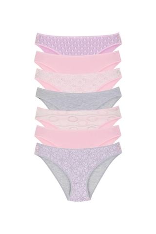 18001-3 Kadın 7'li Pinks Bikini Külot Paketi V7-penbe Mix Çok Renkli