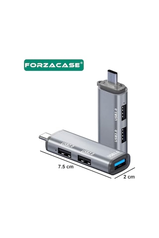 Forzacase Type-c To Usb 3.0 Çoğaltıcı Hub 3in1 Otg Adaptör Fc446