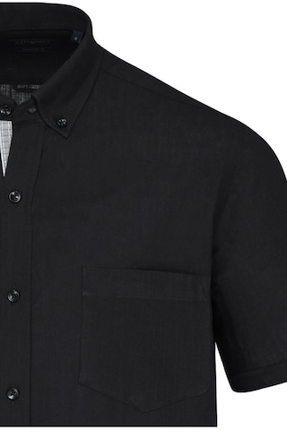 Hatemoğlu Siyah Comfort Fit 100% Pamuk Düğmeli Yaka Kısa Kollu Casual Gömlek 4111999