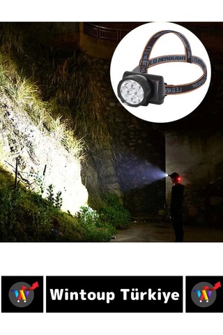 Profesyonel Kamp Avcı Balıkçı Deprem Güçlü Işık 2 Mod Aydınlatma Şarjlı 7 Led'li Kafa Lambası Çok Renkli