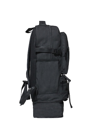 Unisex Körüklü Kanvas Kumaş Laptop Bölmeli Outdoor Sırt Çantası Dağcı Sırt Çantası Escp02 Siyah Siyah