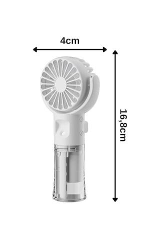 Taşınabililir Su Hazneli Mini Usb Şarjlı 3 Kademeli Askılı El Vantilatör Fan Soğutucu F4 Beyaz