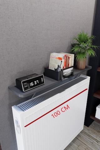 Mirobi Soravel Petek Üstü Uçan Raf Dresuar Kalorifer Peteği Rafı Antrasit