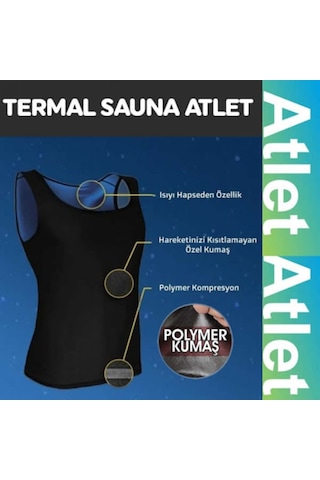 Extra Terletici Yeni İnce Kumaş Termal Sauna Pro Terleme Atleti (490854512) Siyah