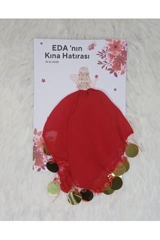 Kına Hediyelik Halay Mendili- Kına Hatırası Pullu Mendil 5 Adet