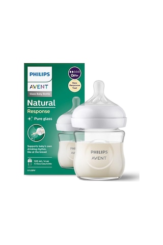 Philips Avent Doğal Tepkili Cam Biberon, 120 Ml, 0 Ay+, Akıtmaz Emzik, Kolik Ve Gaz Önleyici, Bpa İçermez, Scy930/0