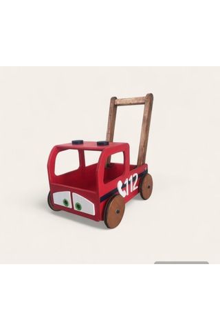 İzwoodcraft 112 Acil İtfaiye Bebek İlk Adım Arabası Ve Oyuncak Sepeti