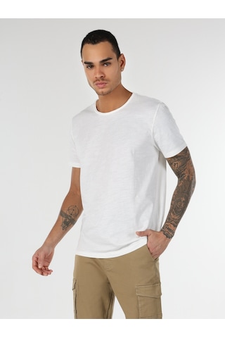 Colin'S Regular Fit Bisiklet Yaka Beyaz Erkek Kısa Kol Tişört Cl1058580_Q1.V1_Ofw