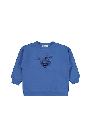 Superman Logo Baskılı 2-5 Yaş Sweatshirt - Mavi İndigo